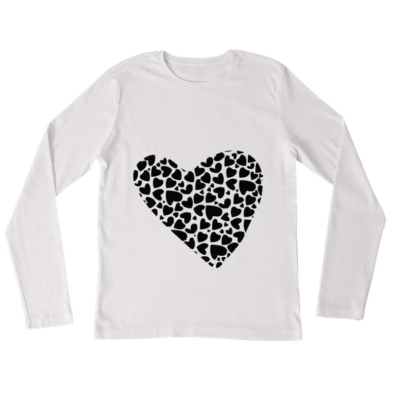 Cœur composé de petits cœurs noirs Femme Manches Longues T-Shirt