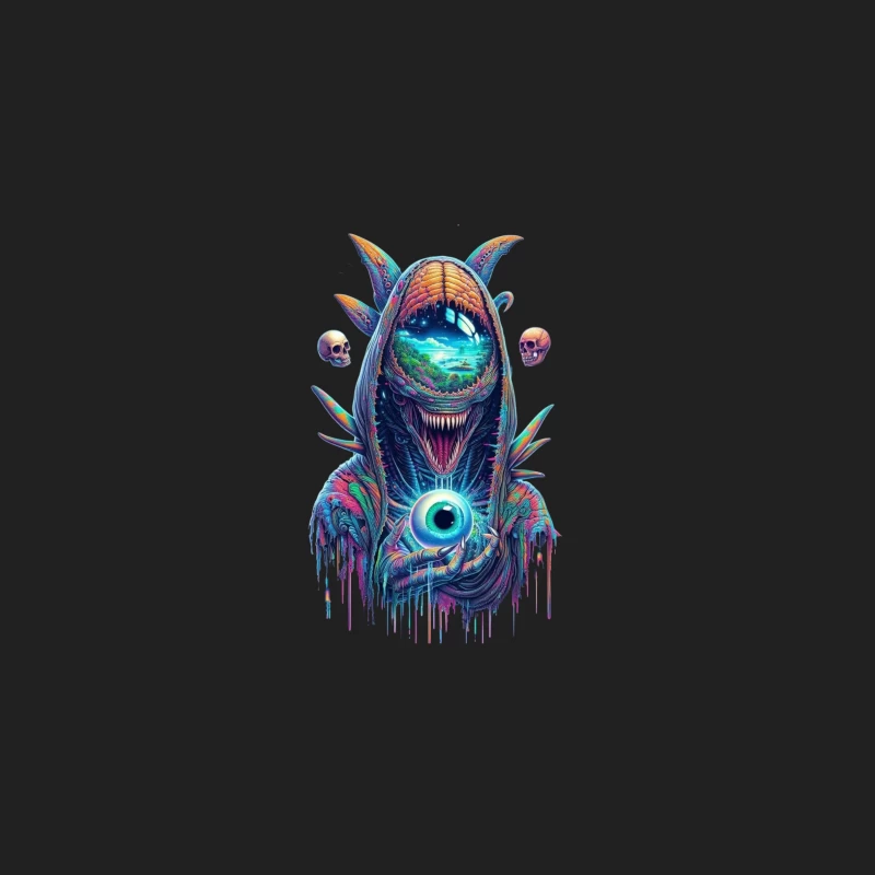 Surreal Cosmic Monster in Vibrant Colors Bucket Hat