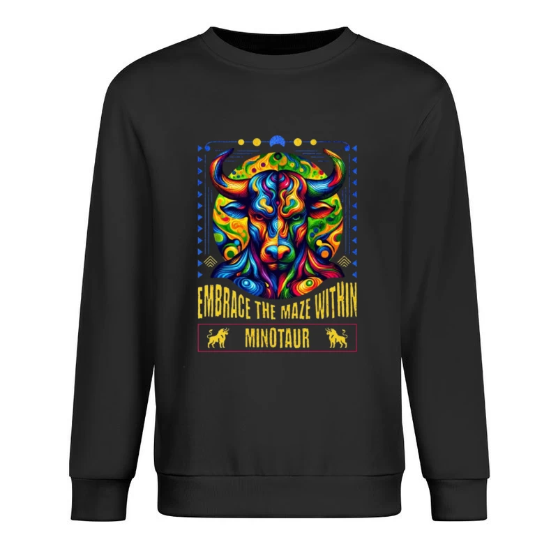 Psychedelic Minotaur: Embrace the Maze Within Male Pullover Sweatshirt