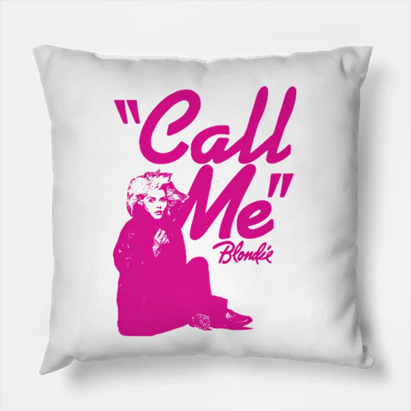 Vintage Pink "Call Me" Blondie Single Poster Throw Pillow