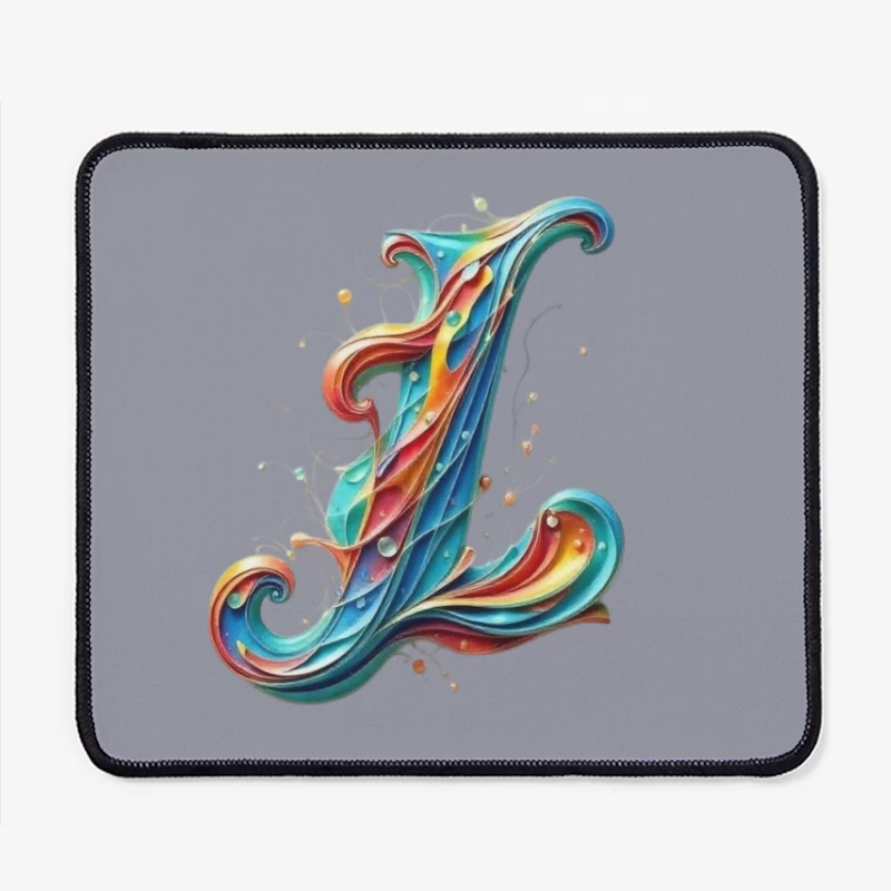 Ornate Quilling Typography: Colorful Letter L Design Mouse Pad