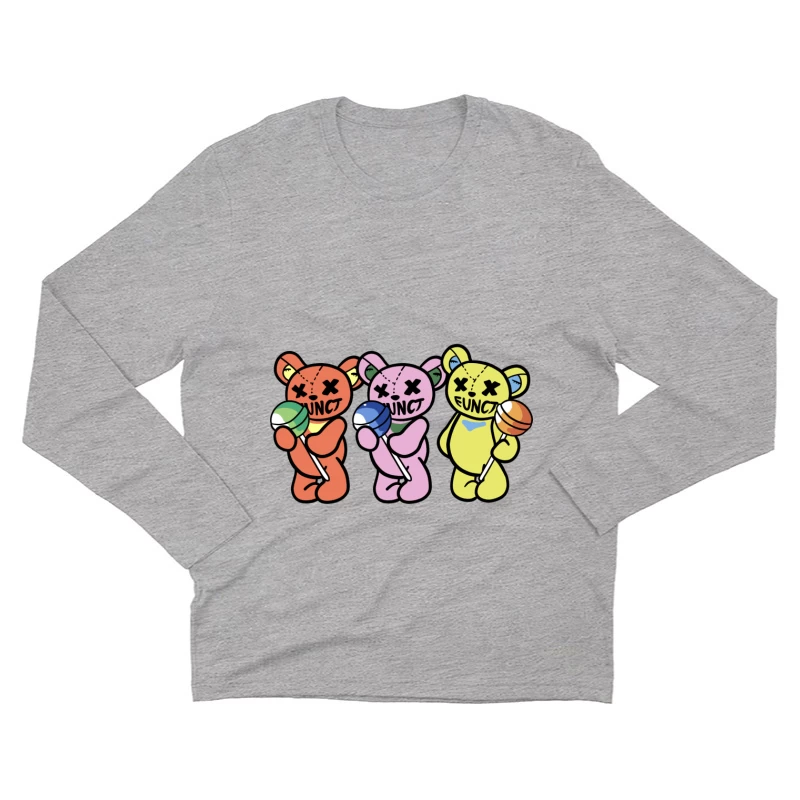 Bunte Teddybären mit Lutschern Herren Langarm T-Shirt