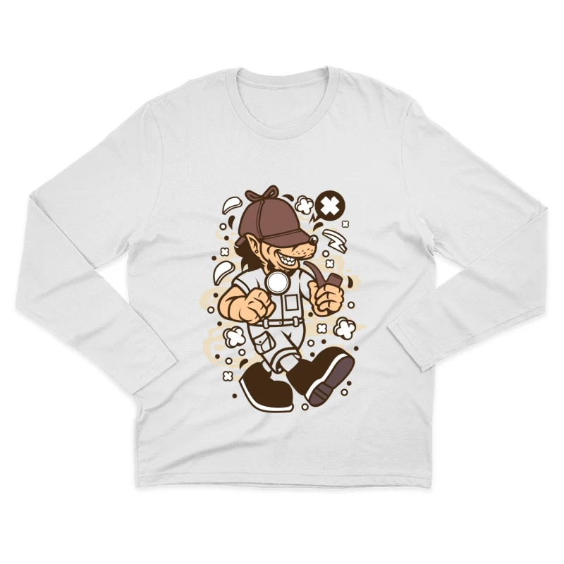 Chien détective avec pipe Homme Manches Longues T-Shirt