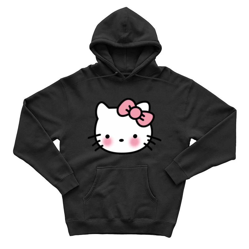Süßes Katzen-Gesicht mit Schleife Herren Pullover Hoodie