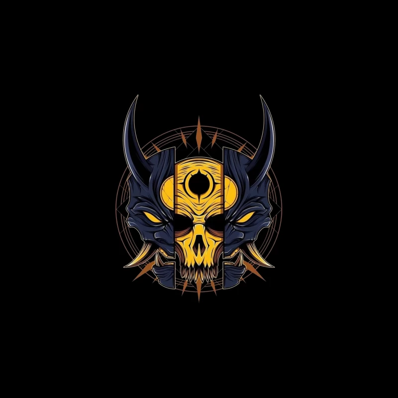 Fantasy Demon Skull Illustration Travel Mug