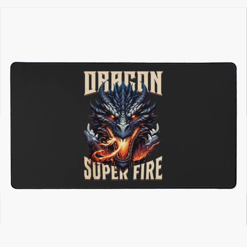 Menacing Dragon Head with Super Fire Flames Desk Mat