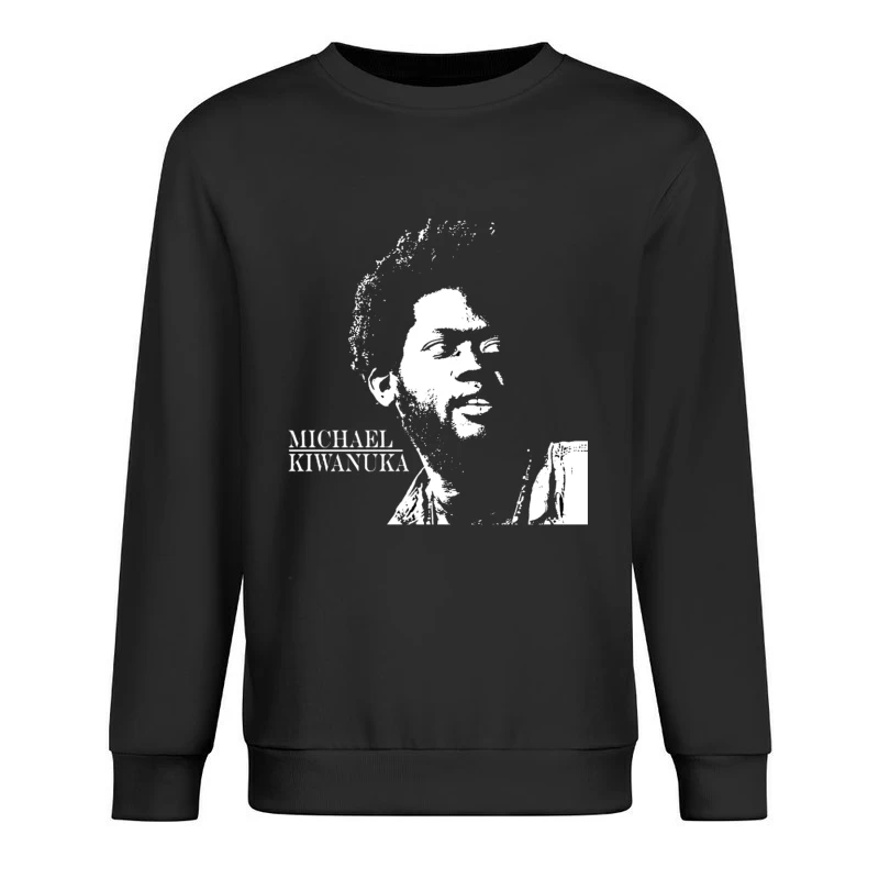 Black and White Line Art Portrait of Michael Kiwanuka Male Pullover Sweatshirt