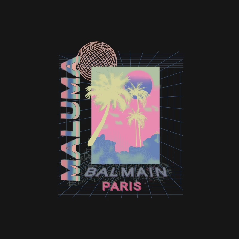 Retro-Design mit Palmen und Gitter Herren T-Shirt
