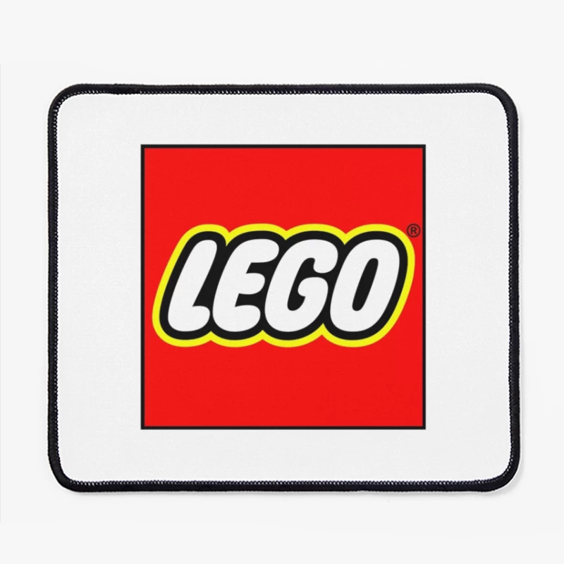 Classic LEGO Logo with Red Background and Yellow Border Mouse Pad