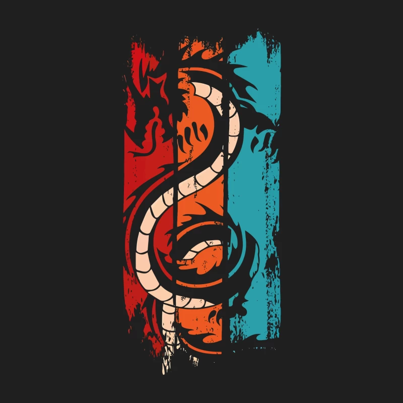 Tri-Color Dragon: Retro Tribal Vibes Male Tank Top