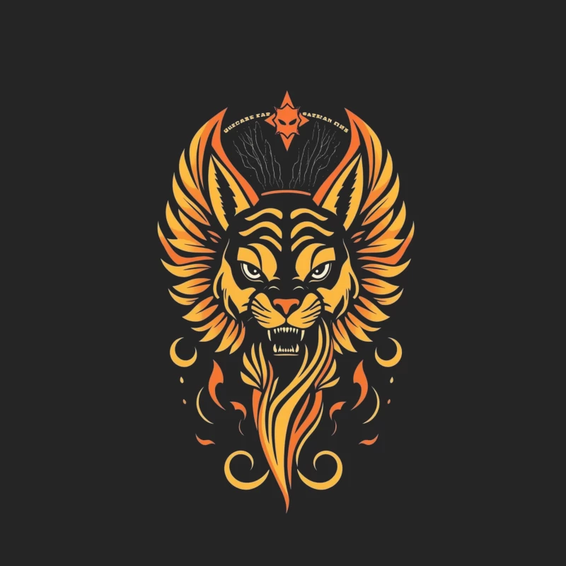 Fierce Winged Lion Illustration Male Pullover Sweatshirt