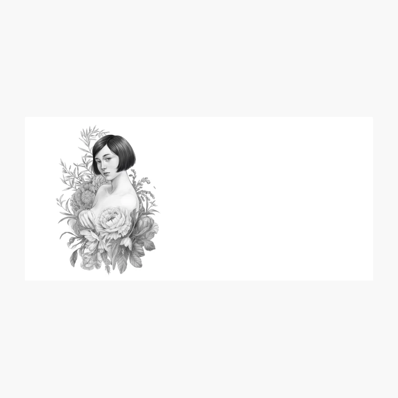 Floral Portrait: Illustrated Woman with Botanical Elements Coffee Mug