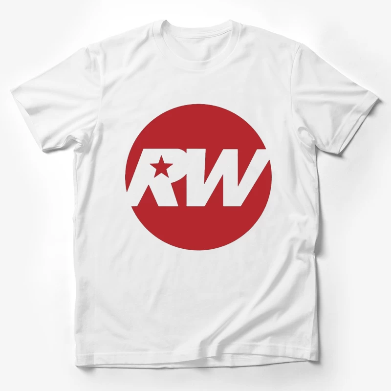 Red and White RW Star Logo Design Male T-Shirt