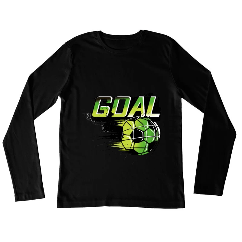 Dynamischer Goal-Schriftzug mit Fußball Damen Langarm T-Shirt