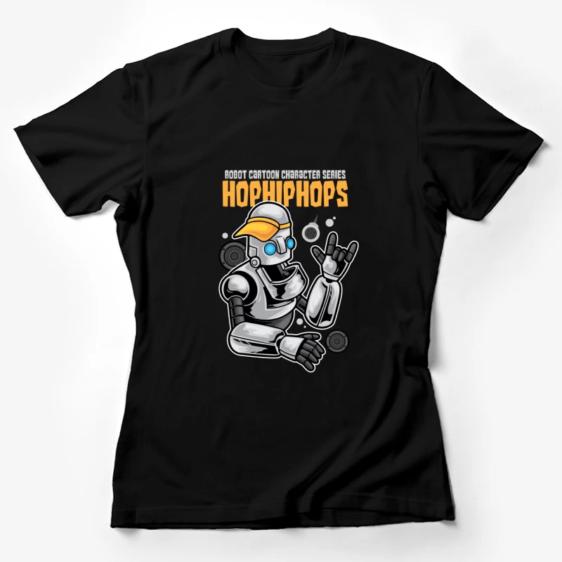 Stylischer Roboter mit orangefarbener Mütze Damen T-Shirt