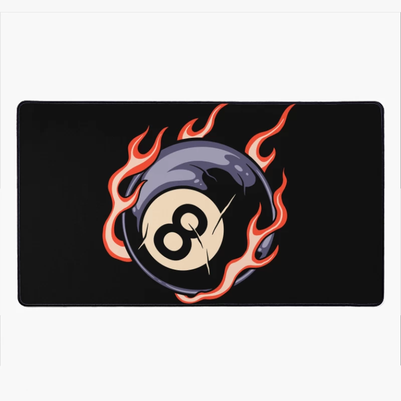 Flaming Eight Ball Illustration Desk Mat