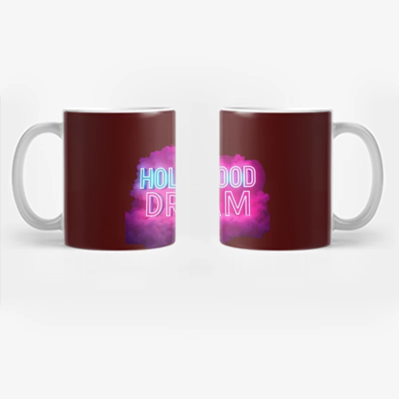 Neon Hollywood Dream Sign with Pink Cloud Background Coffee Mug