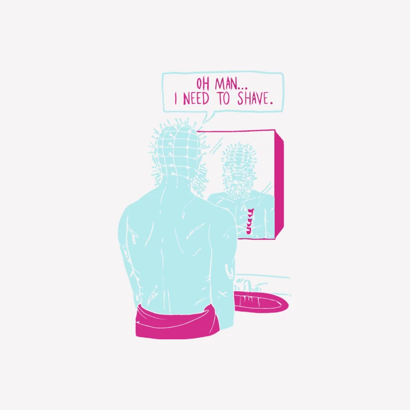 Humorous Illustration of Shaving Dilemma in Bathroom Mirror Female T-Shirt