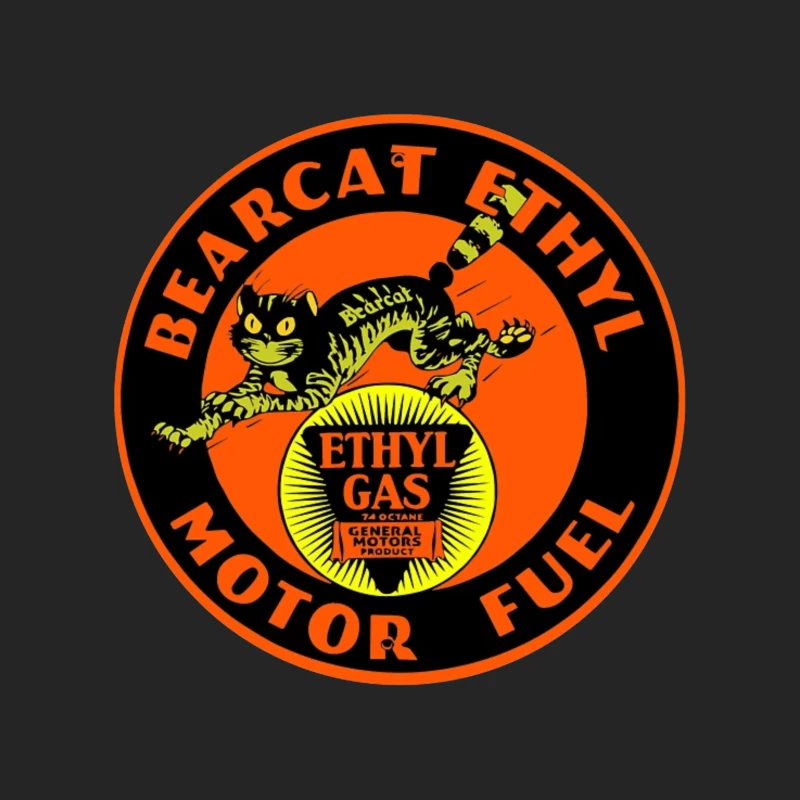 Vintage Bearcat Ethyl Motor Fuel Advertisement with Black Cat Mascot Female Pullover Sweatshirt