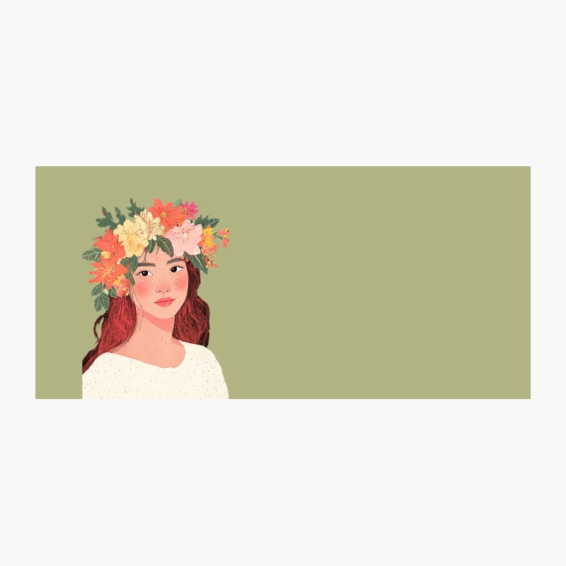 Tropical Floral Crown Illustration: Vibrant Feminine Portrait Coffee Mug