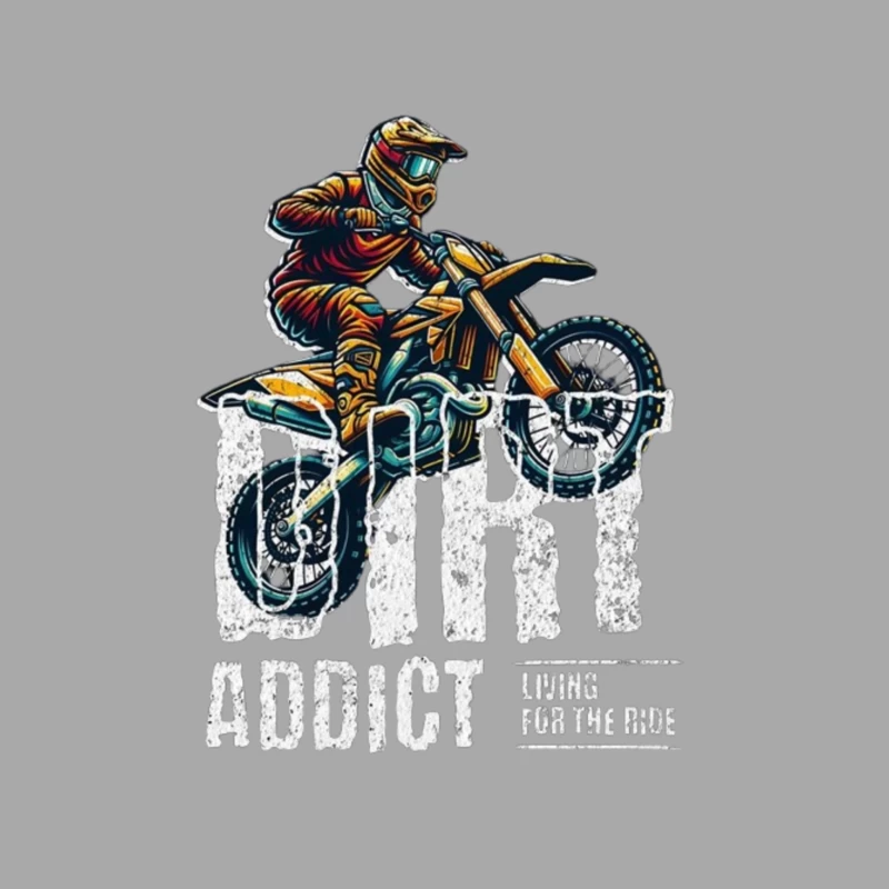 Dynamic Motocross Rider Illustration in Action Male Pullover Hoodie