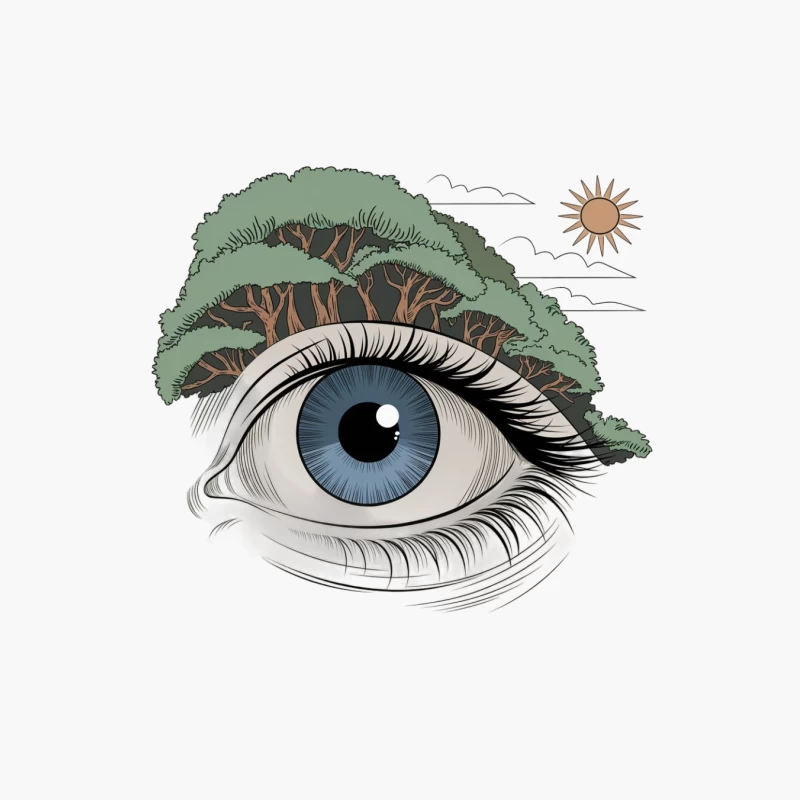 Surreal Eye with Nature Landscape: A Vision of Imagination Cotton Tote Bag