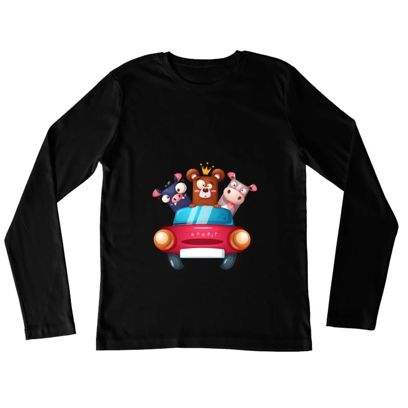 Animaux mignons dans une voiture Femme Manches Longues T-Shirt