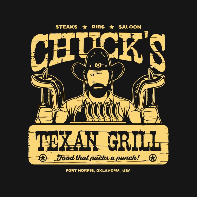 Chuck's Texan Grill: Vintage Western Steakhouse Logo from Fort Norris, Oklahoma Mouse Pad