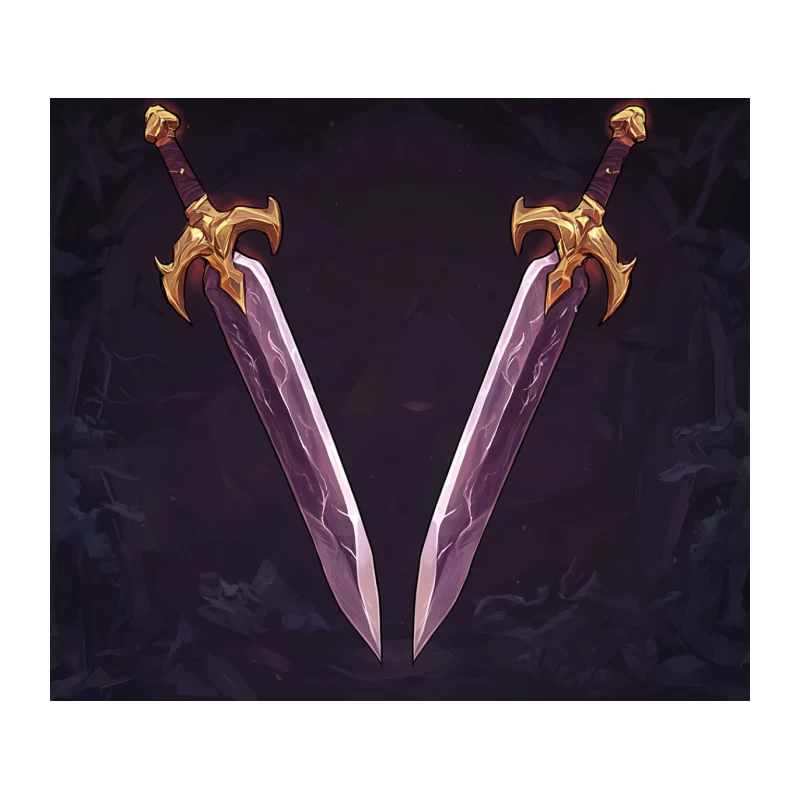 Mystical Dual Swords with Ornate Golden Hilts Tapestry
