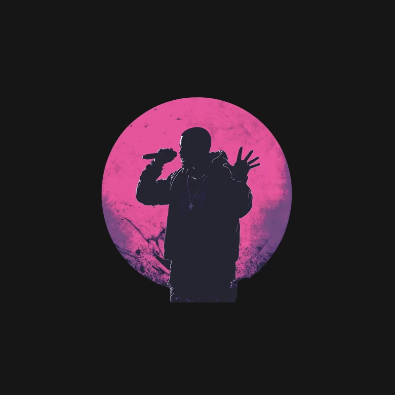 Rapper Silhouette Against Pink Moon Male Long Sleeve T-Shirt