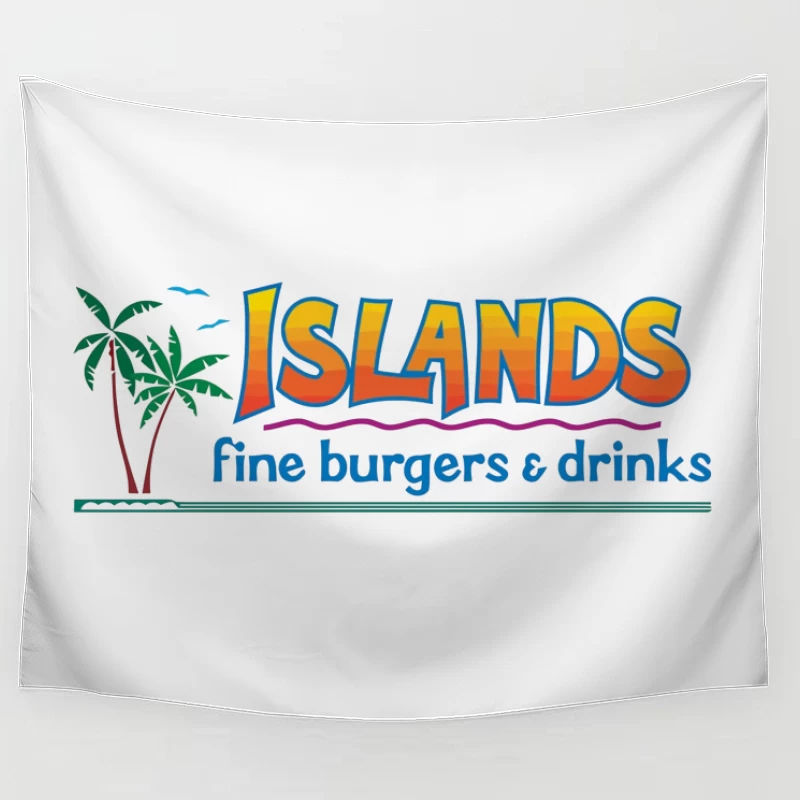 Islands Restaurant Tropical-Themed Burger & Drinks Logo Tapestry