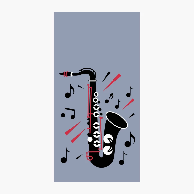 Stylized Jazz Saxophone with Musical Notes Design iPhone Case