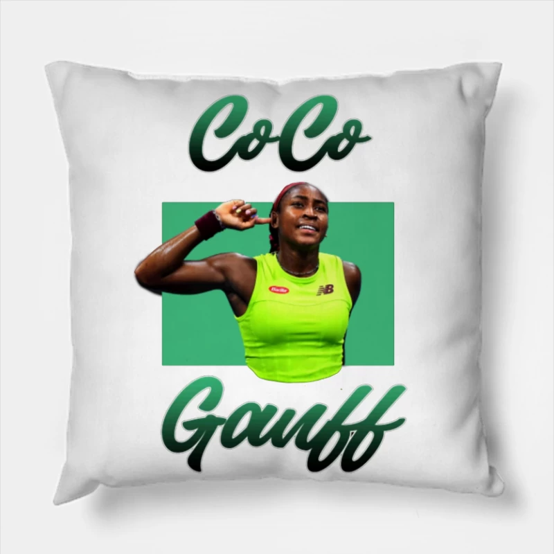 Professional Tennis Athlete in Bright Training Attire Throw Pillow