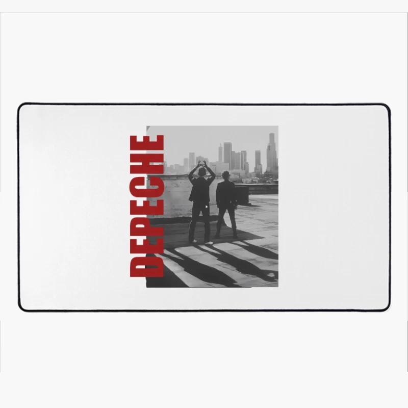 Depeche Mode Silhouettes Against City Skyline Desk Mat