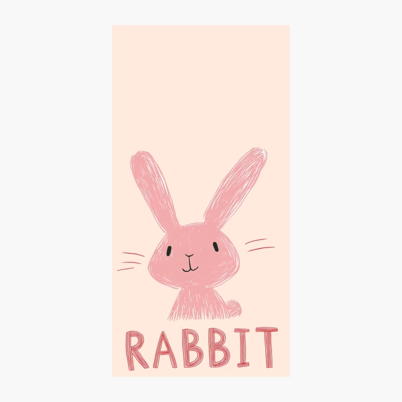 Cute Pink Rabbit Cartoon Illustration with Text iPhone Case