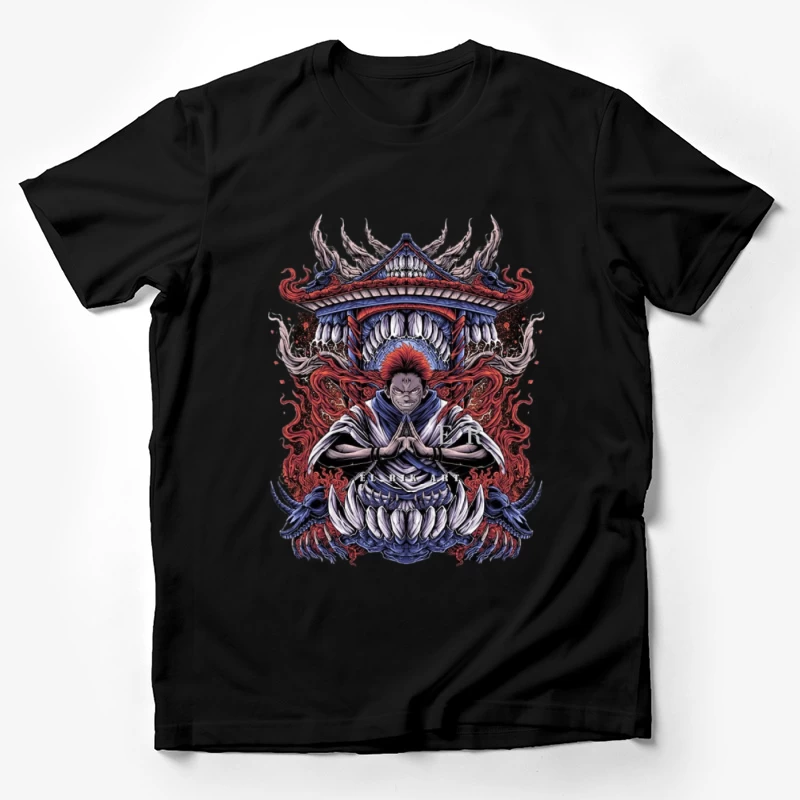 Mystische Kriegerkunst vor Tempel Herren T-Shirt