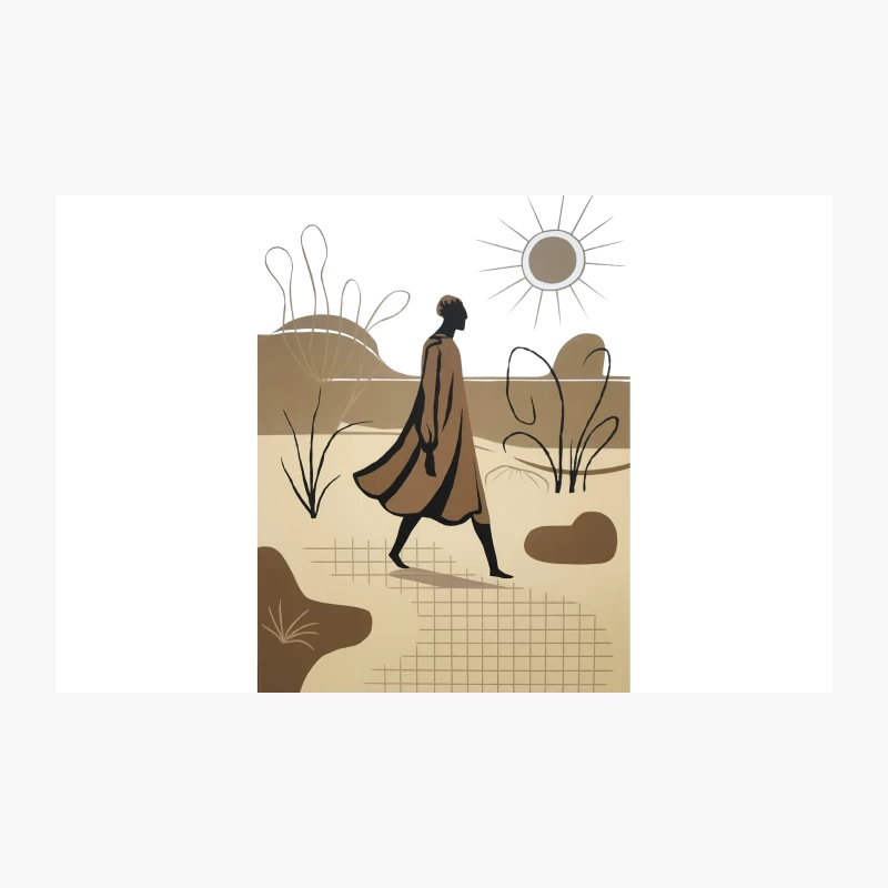 Minimalist Abstract Landscape with Walking Figure Travel Mug