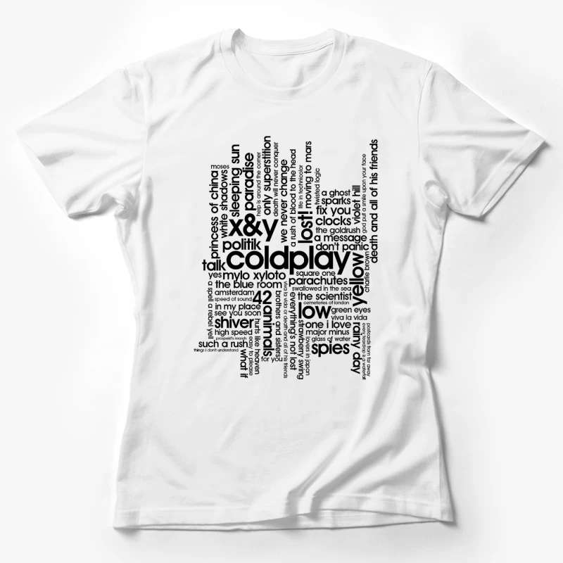 Coldplay Songs Word Cloud Typography Art Female T-Shirt