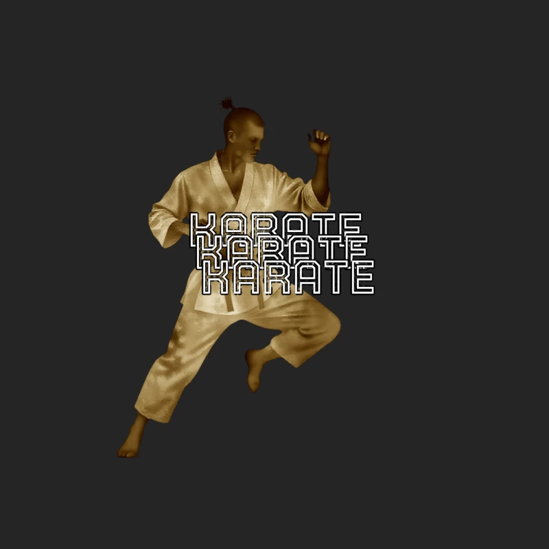 Karate Fighter in Dynamic Combat Stance with Stylized Text Male Pullover Sweatshirt