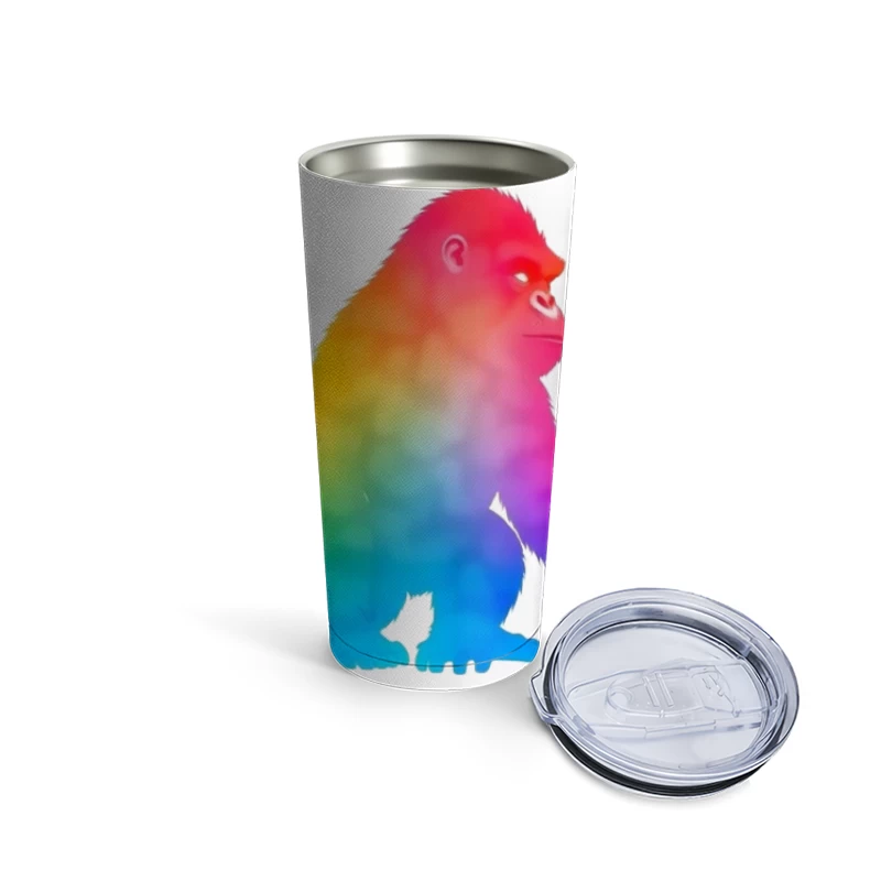 Rainbow Gradient Gorilla Silhouette Art Travel Mug