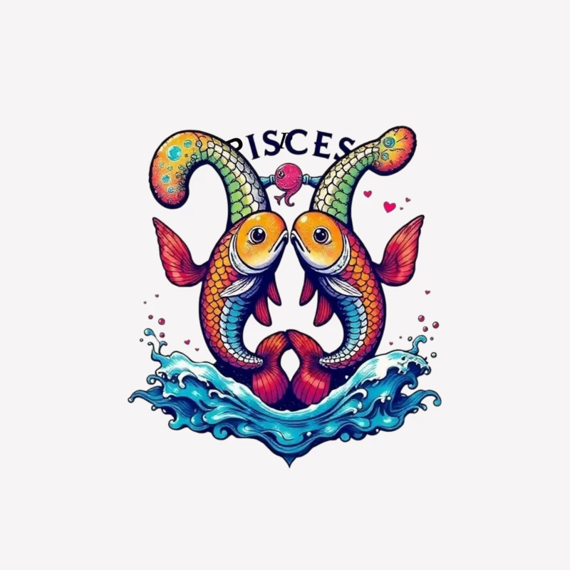 Colorful Pisces Astrology Illustration Male T-Shirt