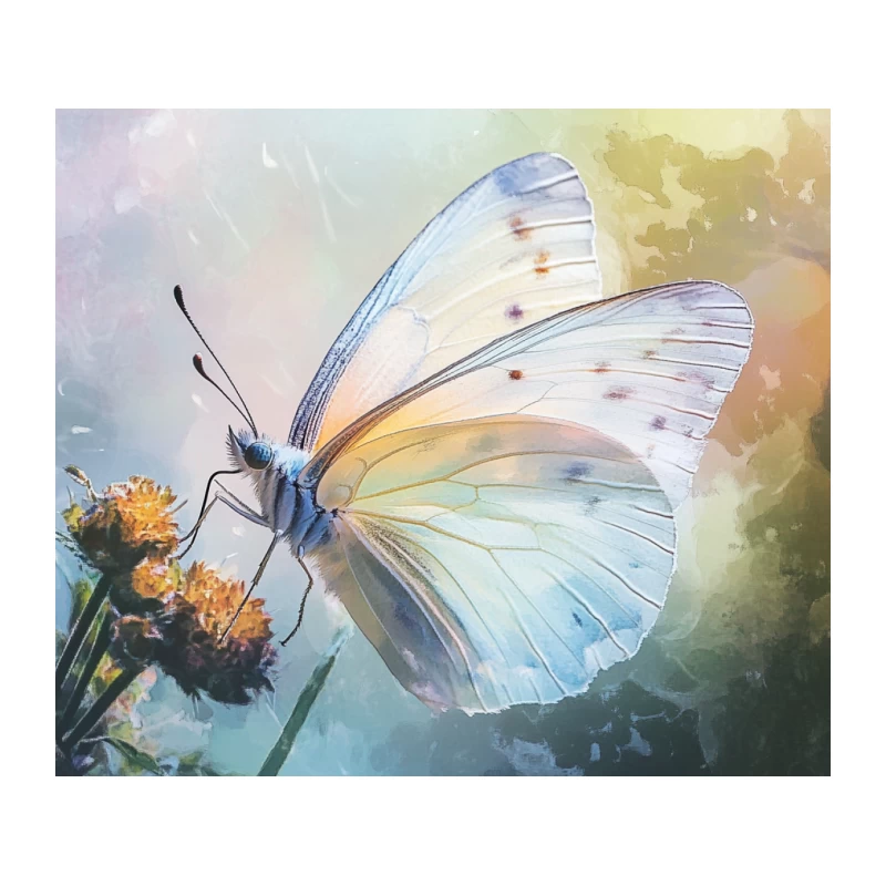 Delicate Butterfly on Flower: Watercolor Nature Art Tapestry
