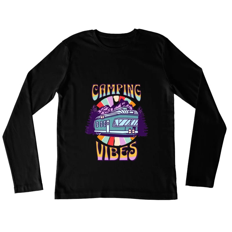 Retro Camping Wohnwagen Damen Langarm T-Shirt