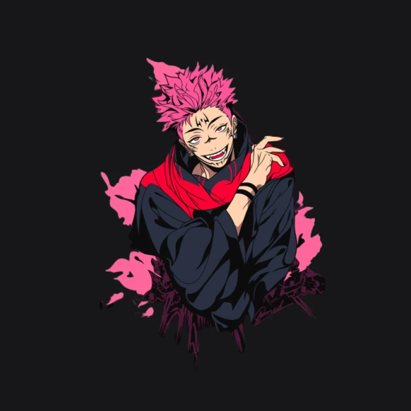 Anime-Charakter mit pinken Haaren und schwarzem Outfit Herren Pullover Hoodie