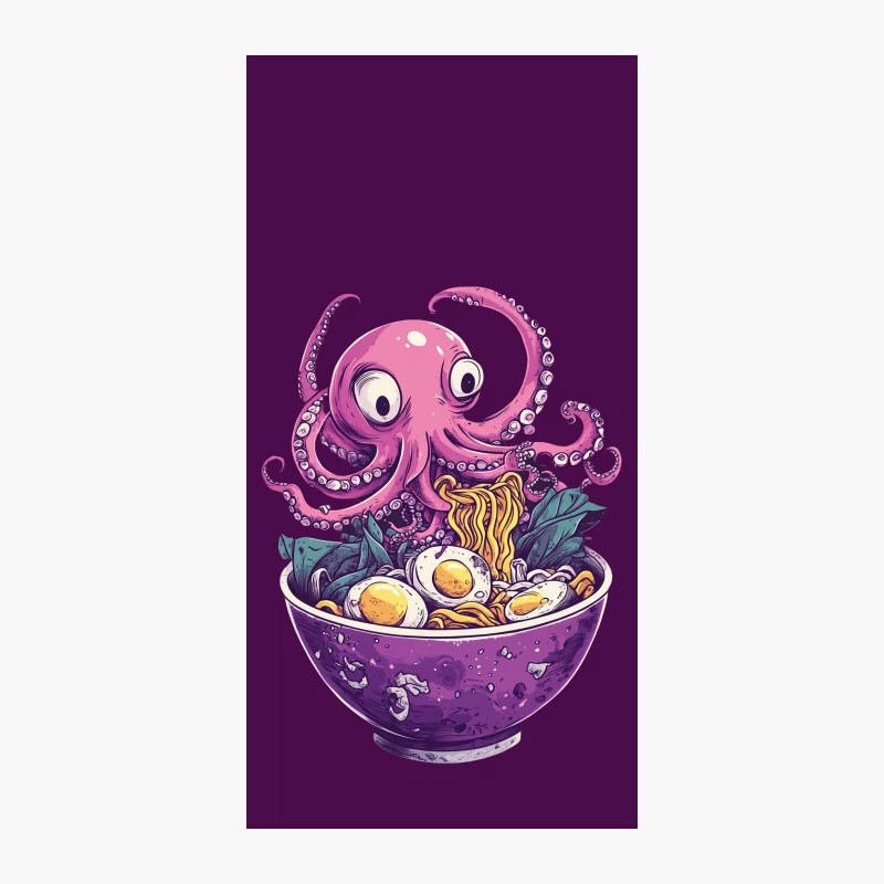 Whimsical Octopus Ramen: A Surreal Food Art Illustration iPhone Case