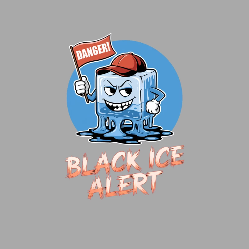 Cartoon Warning Character for Black Ice Danger in Winter Female Pullover Hoodie