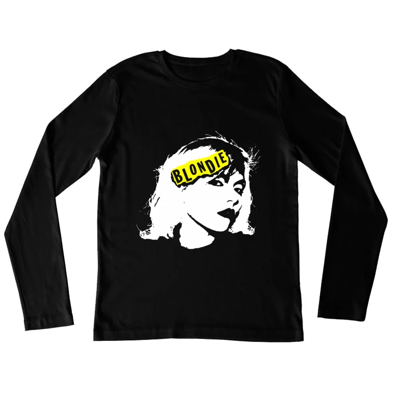 Blondie Band Artistic Logo Design in Black and White Female Long Sleeve T-Shirt