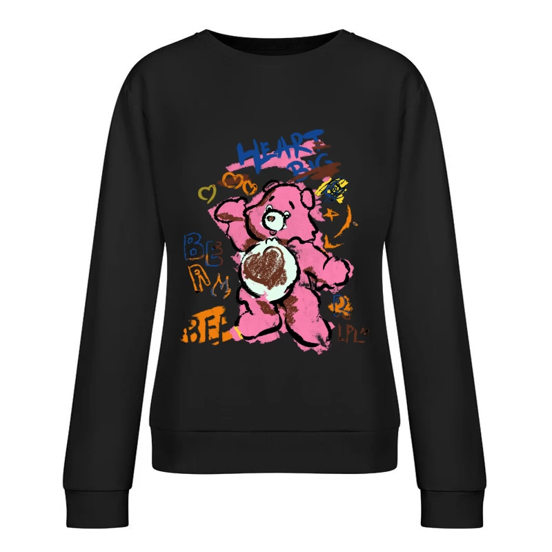 Bunter Teddybär mit großen Herzen Damen Pullover Sweatshirt