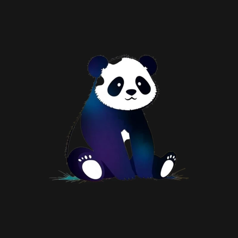 Cute Blue Gradient Cartoon Panda Illustration Male Long Sleeve T-Shirt