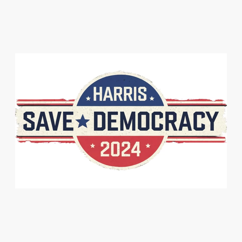 Harris 2024 Campaign Button: Save Democracy Slogan Travel Mug